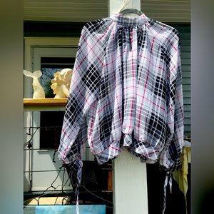 NWT sheer plaid print blouse